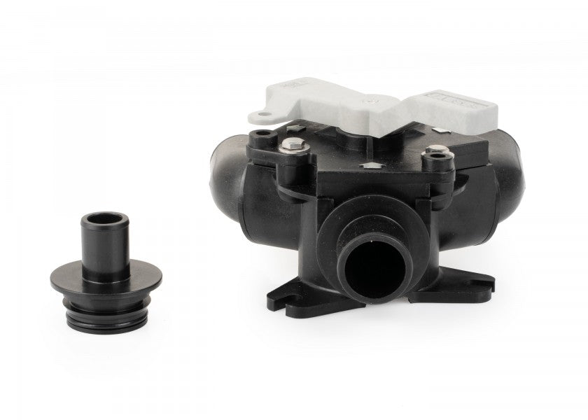 Nærbilde av slangeanslutninger på 2-veis ventil 1½" for septik og lensesystem - Jabsco