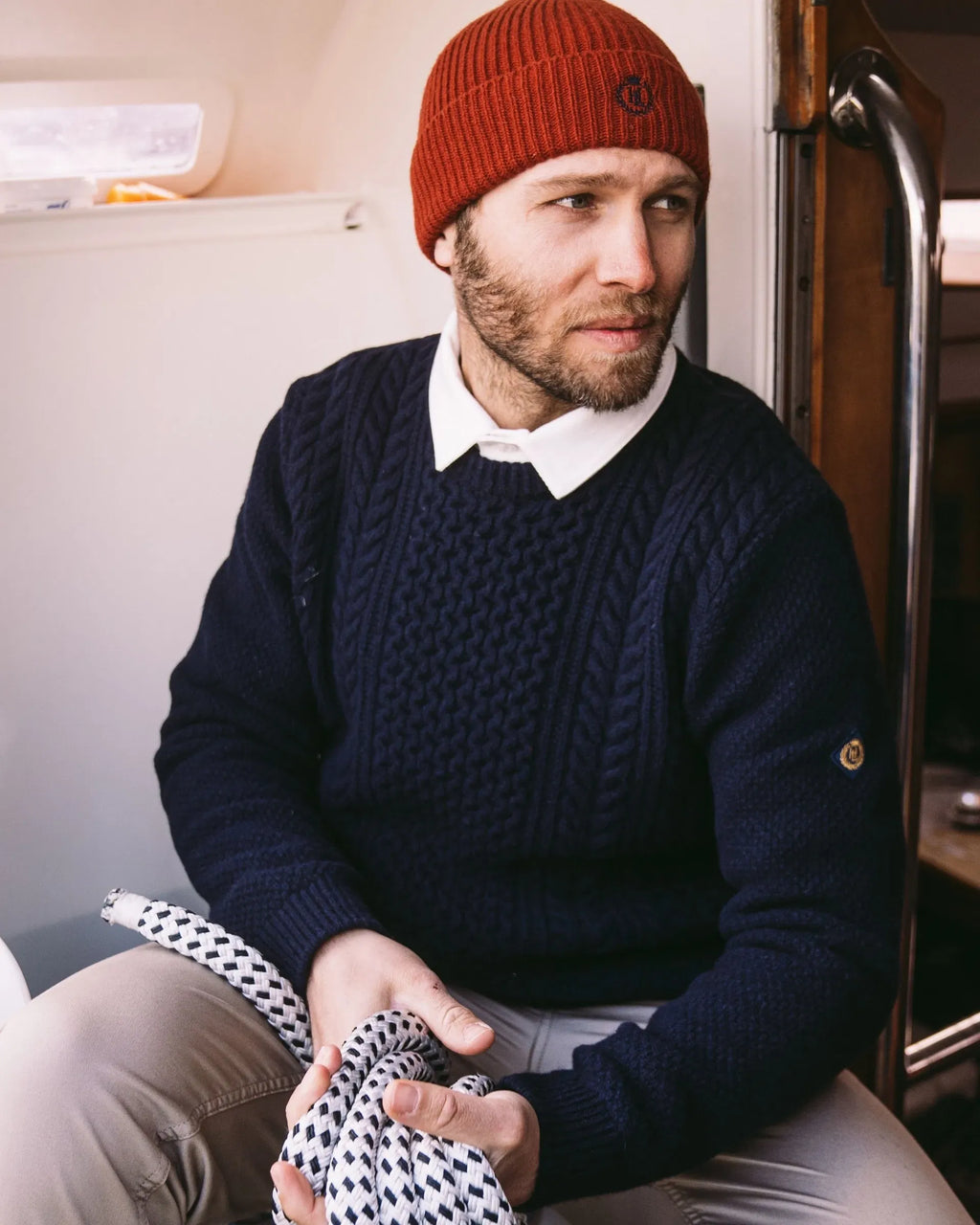 Abersoch Cable Knit genser 80 % ull flettestrikk bakside