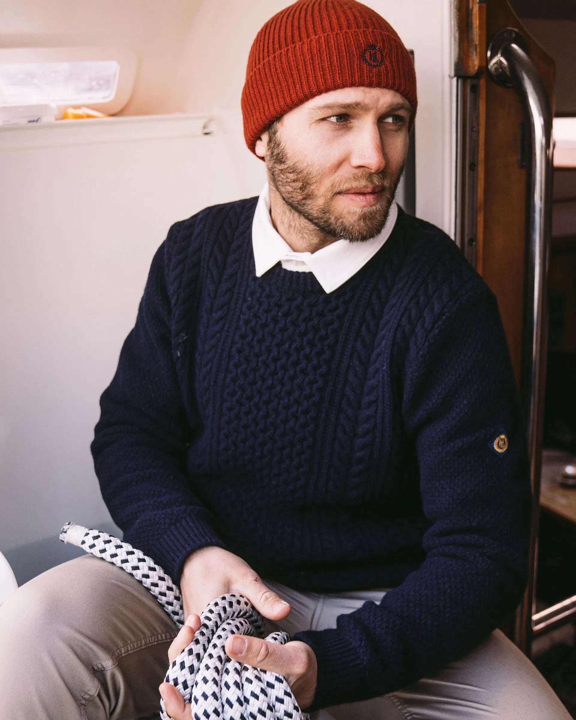 Abersoch Cable Knit genser 80 % ull flettestrikk bakside