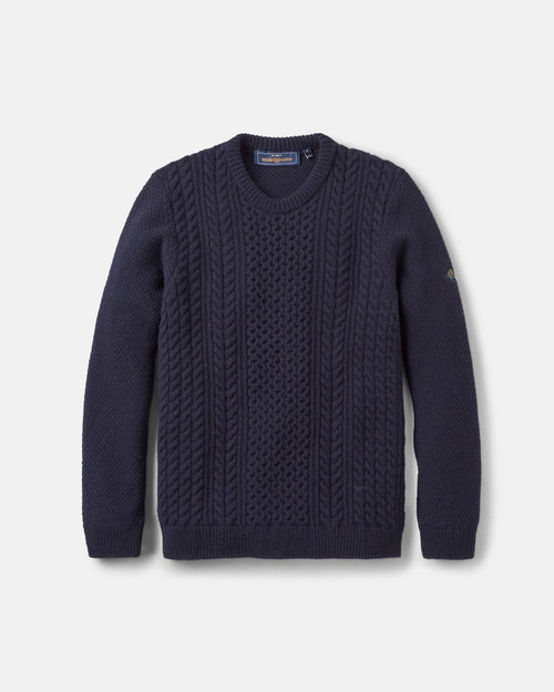 Abersoch Cable Knit genser 80 % ull flettestrikk forfra