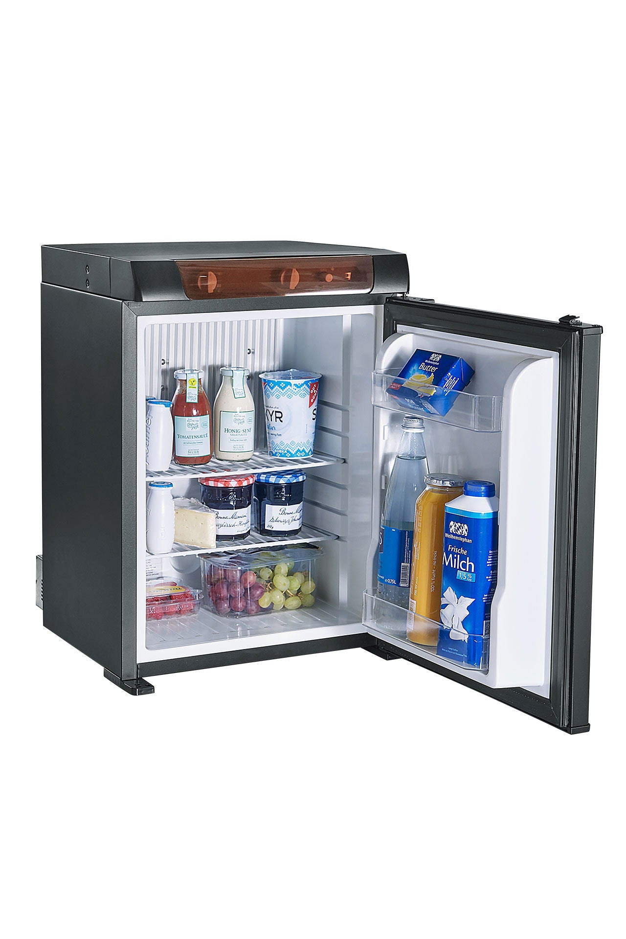 Absorber-kjøleskap 43 l 12V/230V/gass svart 19 kg - Compass montert i båt