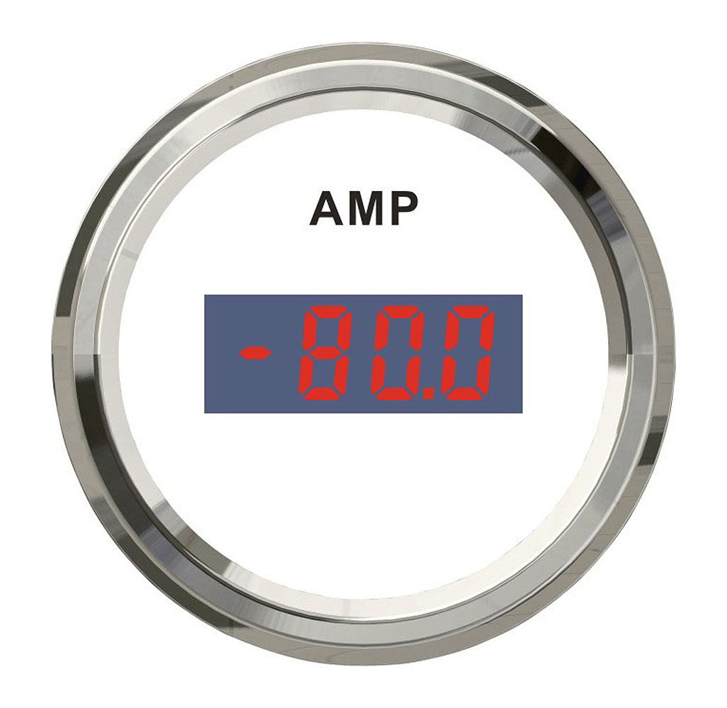 Amperemeter digital 52 mm pluss/minus 80 A IP 67 rustfritt stål - TREM forfra