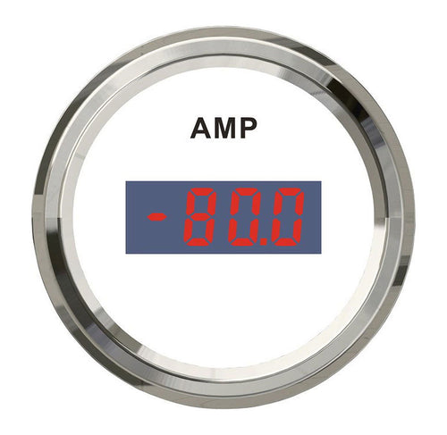Amperemeter digital 52 mm pluss/minus 80 A IP 67 rustfritt stål - TREM forfra