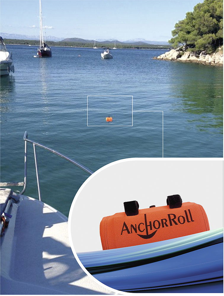 AnchorRoll ankerbøye montert på båtens reling
