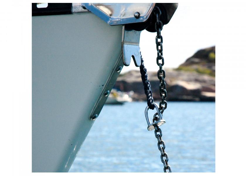 Ankerklo med dempetau for ankervinsj - Petersen detalj av tauverk