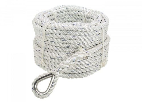 Ankerline polyester 3-slått 30 m med kause - Seilflechter forfra