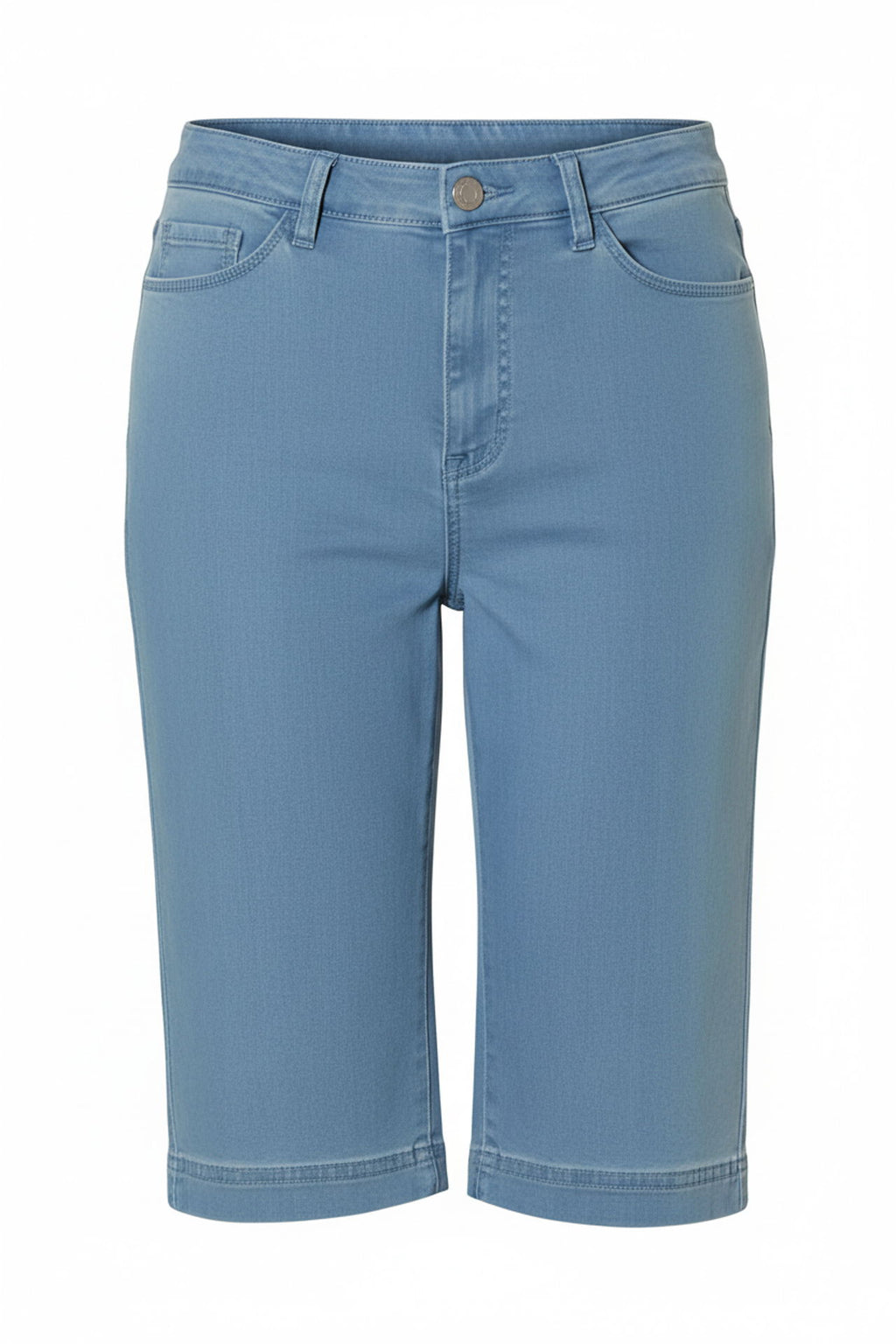 Anna Larssen jeans-bermuda for dame stretch denim 5-lommer sideprofil