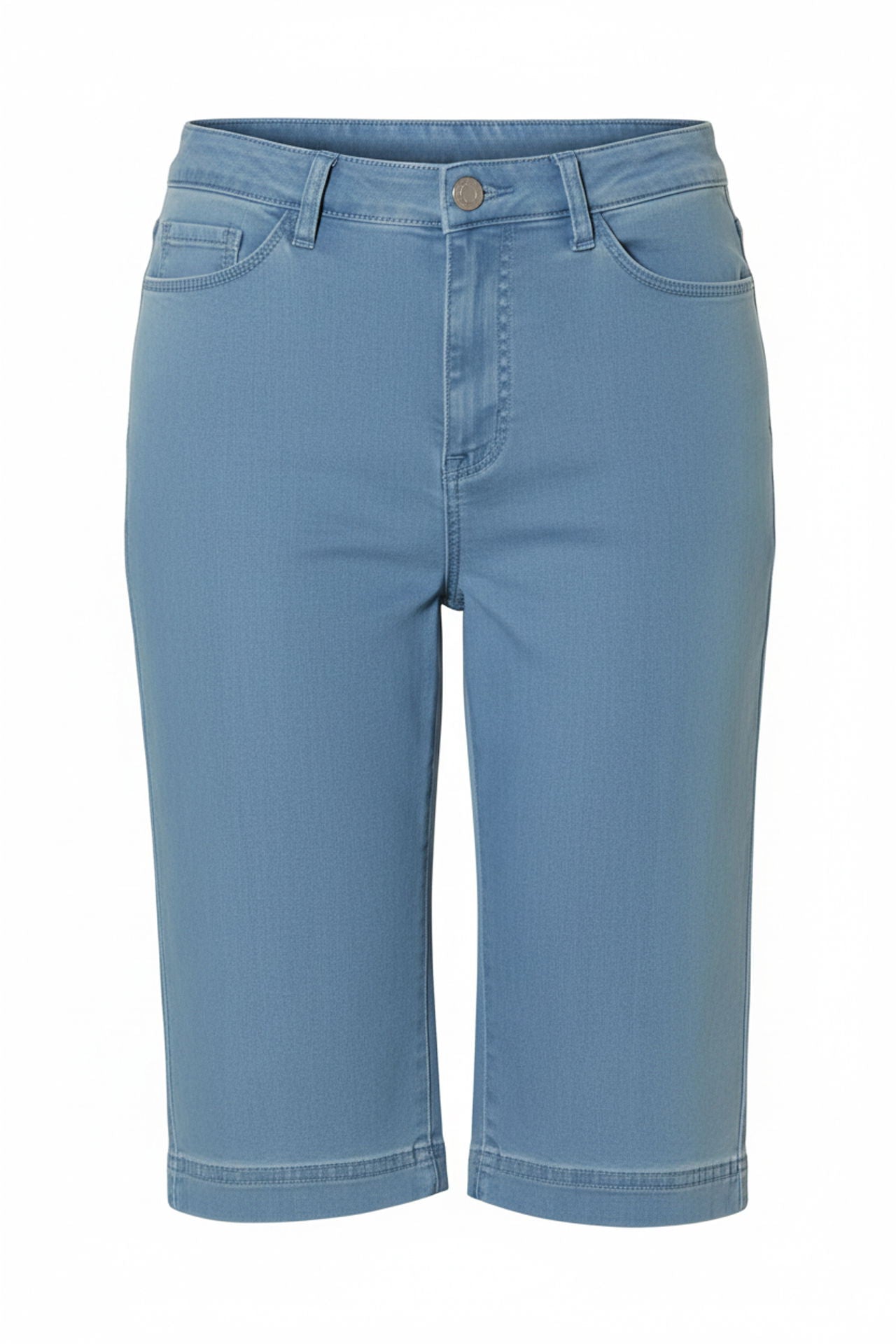 Anna Larssen jeans-bermuda for dame stretch denim 5-lommer sideprofil