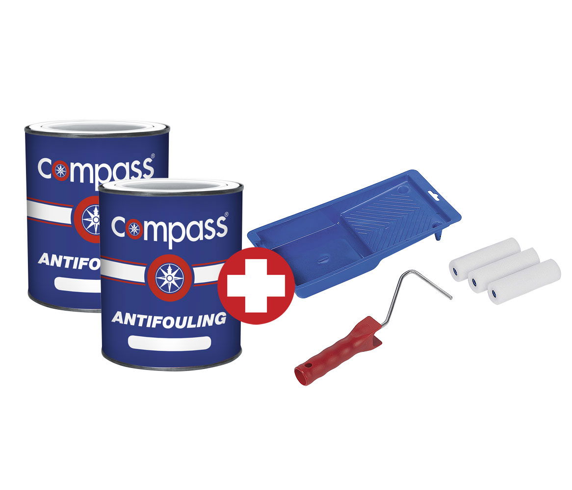 Antifouling Cruising 2x 2,5 l sett med malerullesett forfra