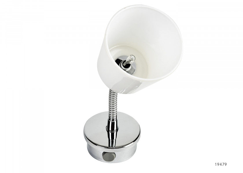 Atmosfærelampe svingbar halogen 12V 10W hvit - Bavaria forfra
