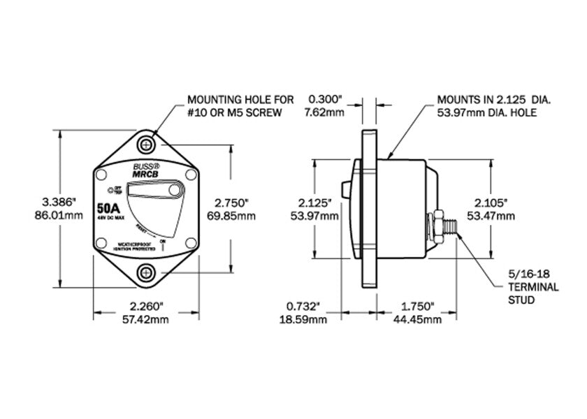 Automatsikring 187-serie BUSS MRCB innfelling bakside