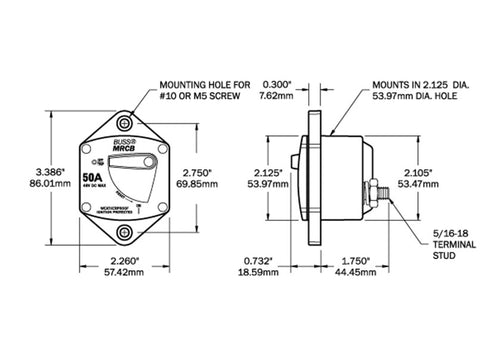 Automatsikring 187-serie BUSS MRCB innfelling bakside