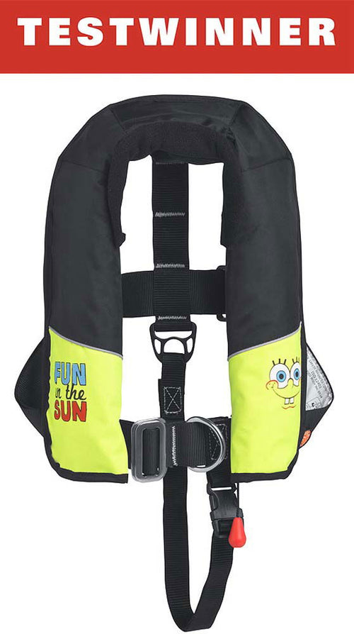 Automatvest 150N for barn SpongeBob med sele forfra