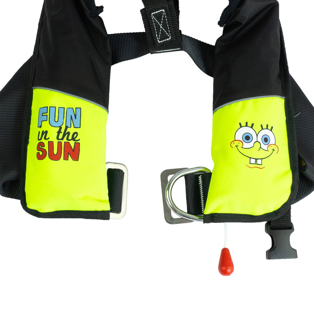Detalj av automatvest 150N for barn SpongeBob med sele
