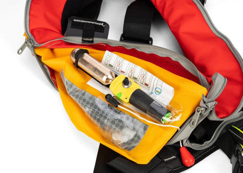 Automatvest barn EVO-J 110N rød lukking detalj
