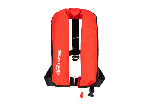 Automatvest CLASSIC 165 XL rød 165N m/sele sett forfra
