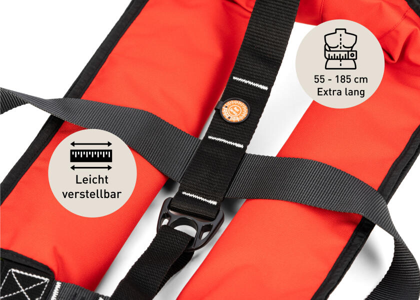 Vist lukkemekanisme på automatvest CLASSIC 165 XL rød 165N m/sele