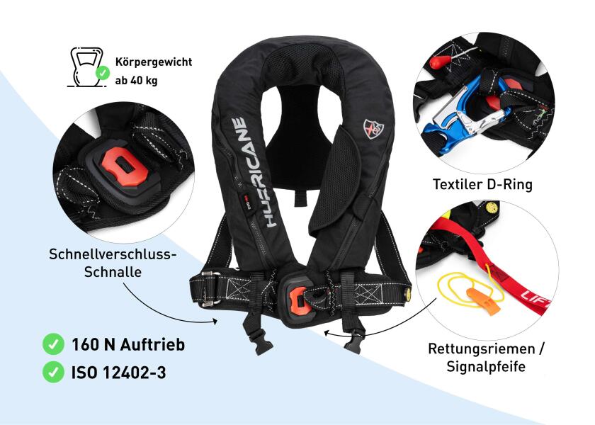 Signalfløyte og flytemes på Automatvest HURRICANE EVO 160 160N svart