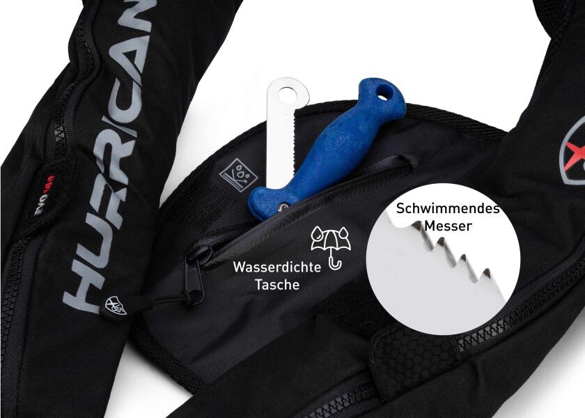 Sprayhood åpen på Automatvest HURRICANE EVO 160 160N svart