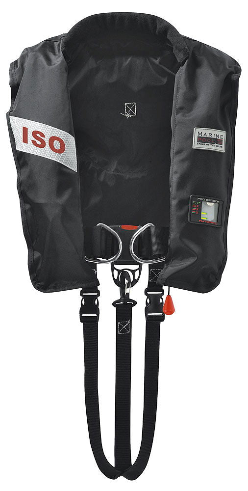 Automatvest ISO 180 N Pro med sele sort forfra