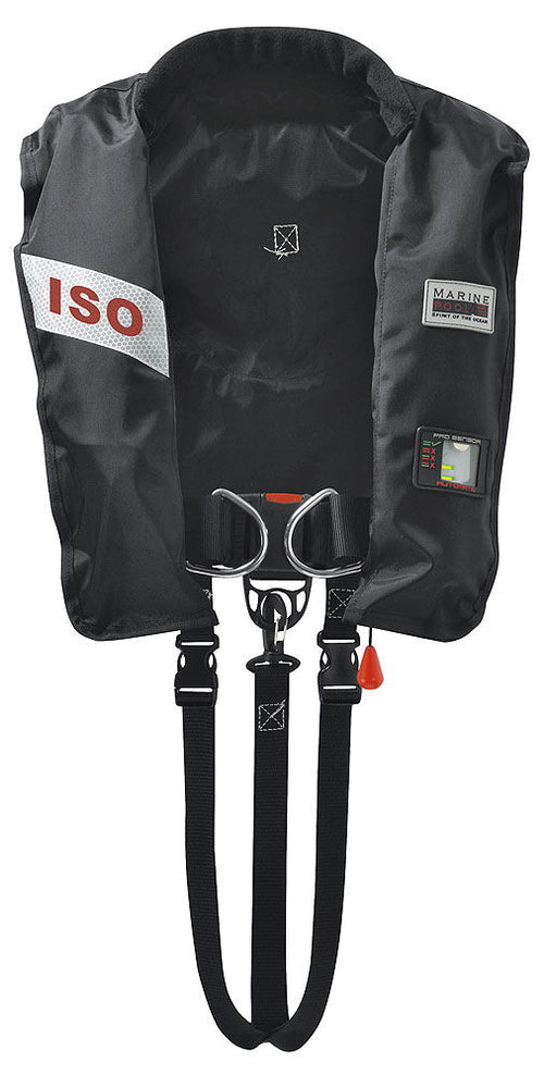 Automatvest ISO 180 N Pro med sele sort forfra