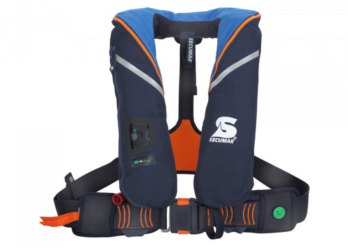 Automatvest SURVIVAL 220 blå/orange 220N m/sele polyester forfra