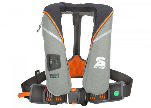 Automatvest SURVIVAL 220 grå/orange 220N m/sele polyester forfra