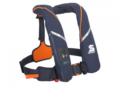 Automatvest SURVIVAL 275 280N mørkeblå/oransje m/sele - SECUMAR bakside