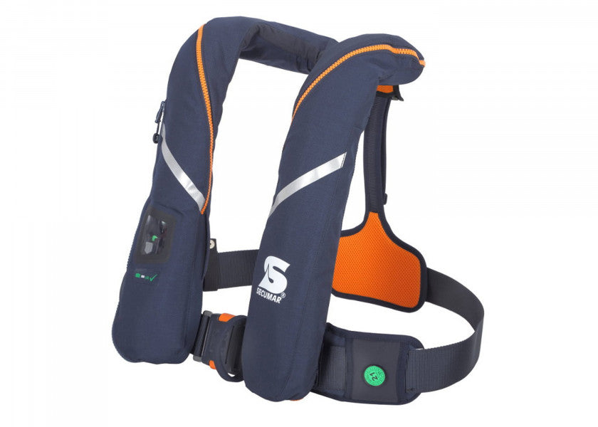Detalj av Automatvest SURVIVAL 275 280N mørkeblå/oransje m/sele - SECUMAR