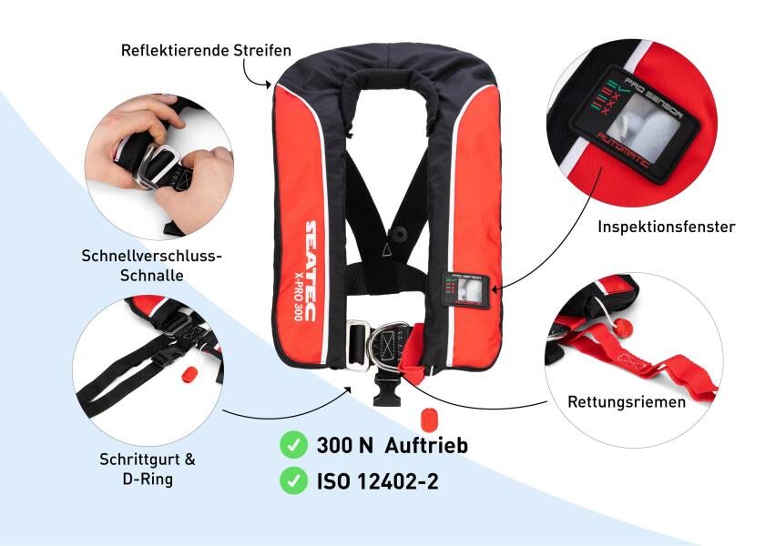 Automatvest X-PRO 300 XL 300N med sele klar til bruk