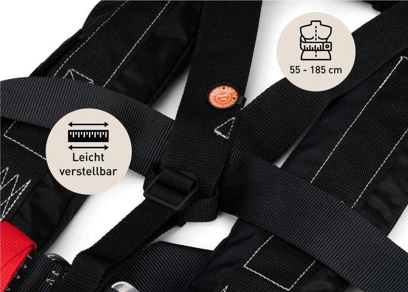 Automatvest X-PRO 300 XL 300N med sele sikkerhetsdetalj