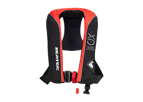 Automatvest XD300 300N rød/svart m/sele polyester forfra