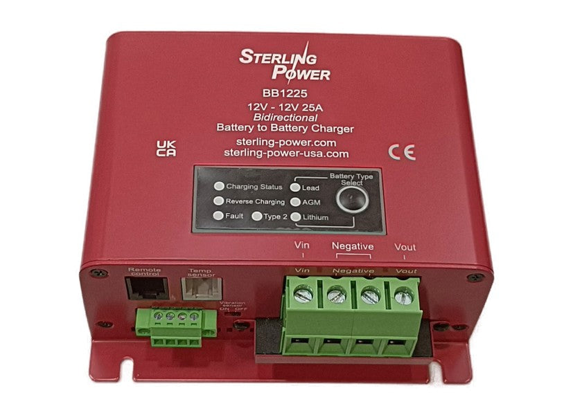 B2B-lader BB1225 bidireksjonell 12V 25A - STERLING forfra