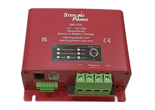 B2B-lader BB1225 bidireksjonell 12V 25A - STERLING forfra