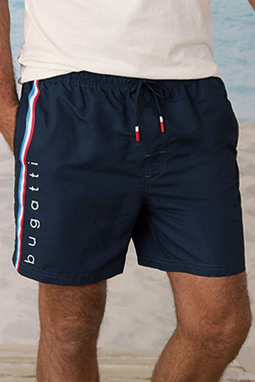 Badeshorts med elastisk linning og sidestripe bakside fra bugatti