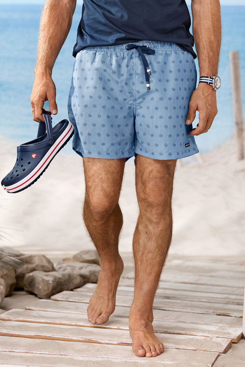 Badeshorts med striper og elastisk linning - Bugatti forfra