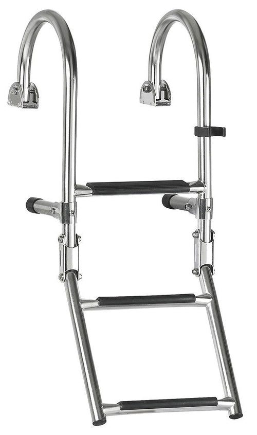 Badetrapp med håndrekke rustfritt stål 3 trinn 67 x 23 cm - Compass, forfra