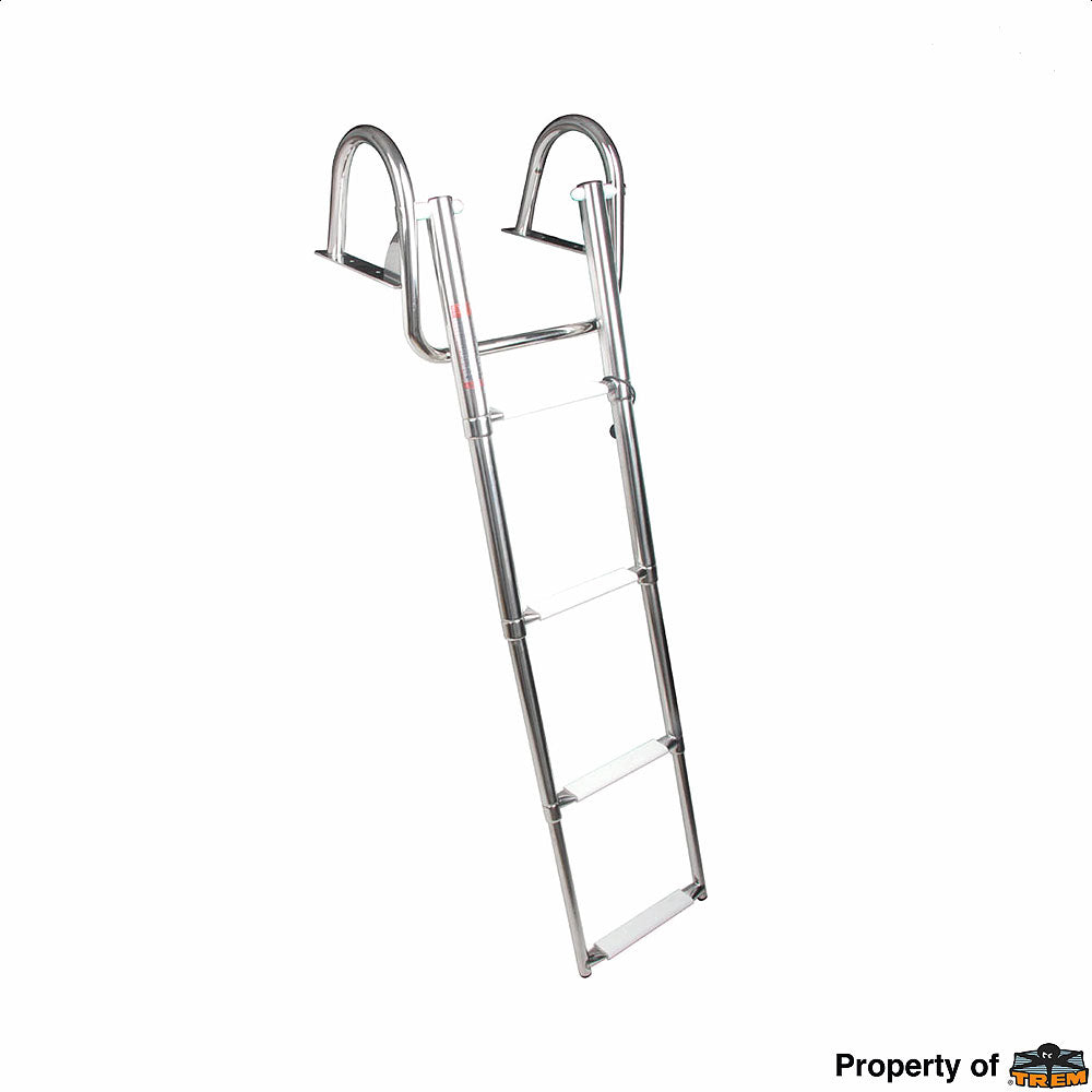 Badetrapp sammenleggbar rustfritt stål AISI 316 3 trinn 90 cm TREM forfra