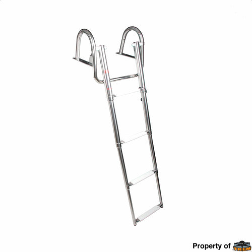 Badetrapp sammenleggbar rustfritt stål AISI 316 3 trinn 90 cm TREM forfra