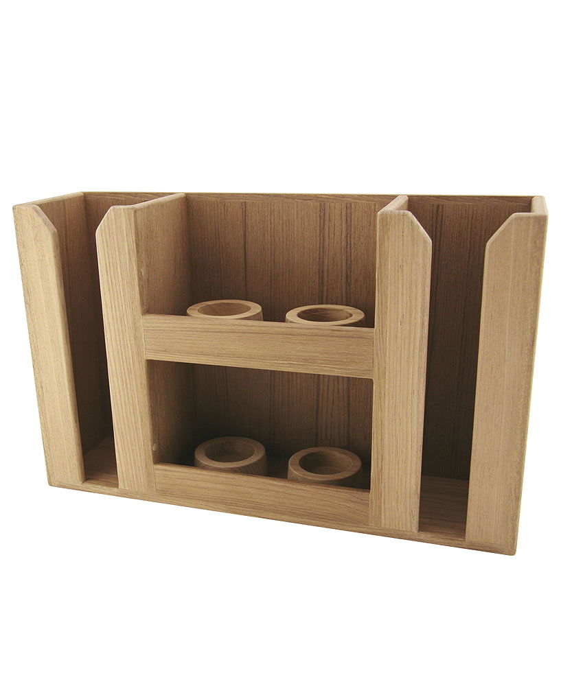 Barhylle teak med 8 glass 42 x 26 x 10,5 cm forfra