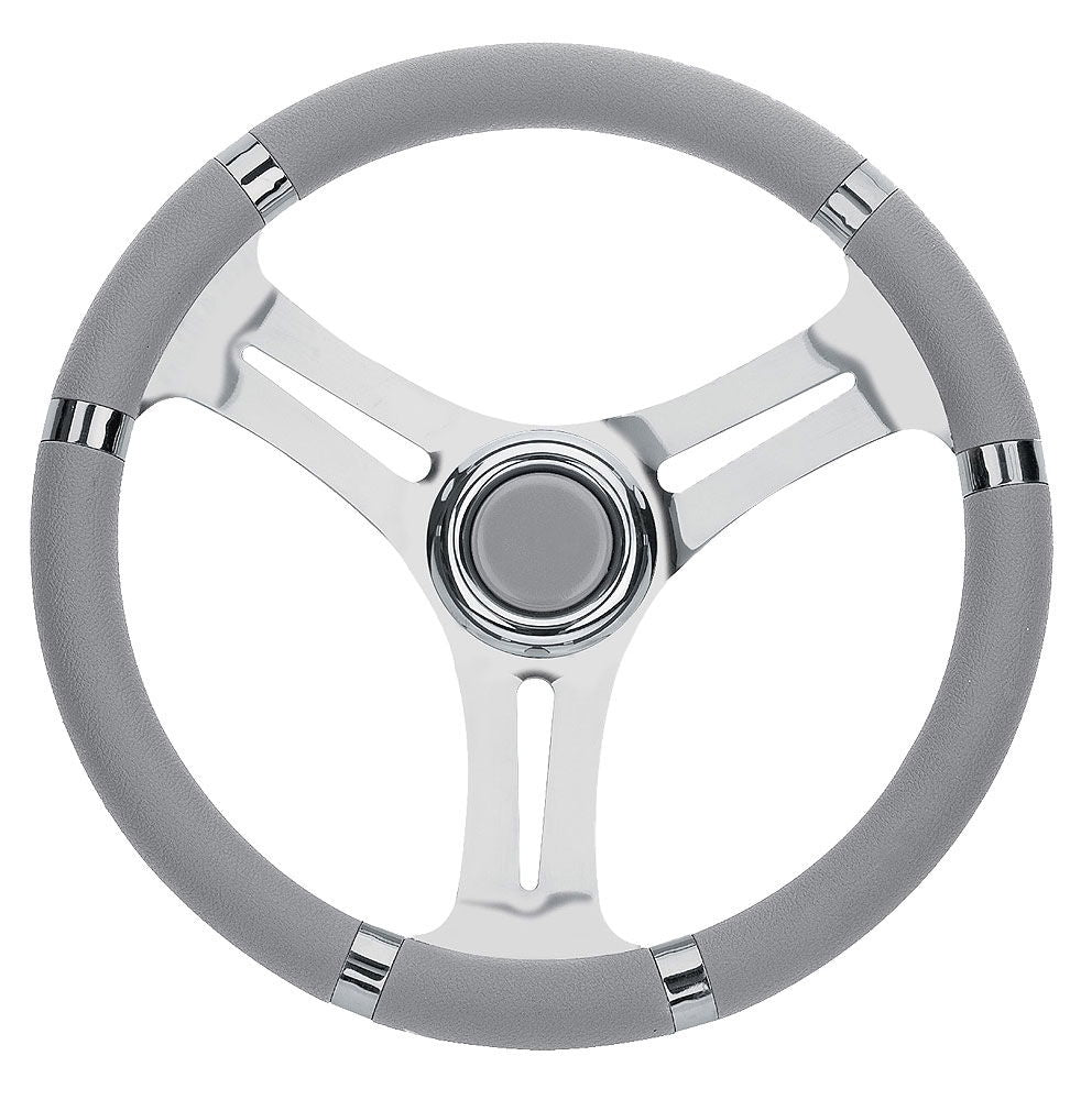 Båtratt 3-eiket polyuretan/mahogni 350 mm med nav for båtstyring