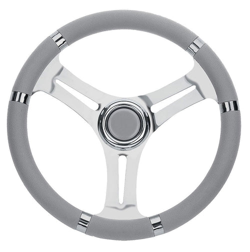 Båtratt 3-eiket polyuretan/mahogni 350 mm med nav for båtstyring