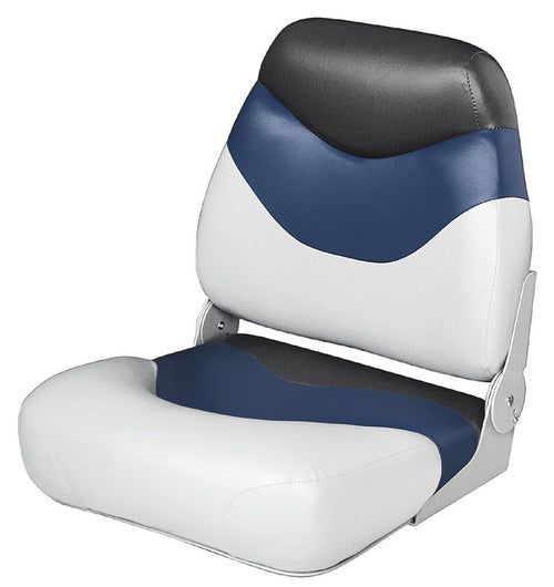 Båtstol Comfort ergonomisk med polstring hvit/blå fra Compass forfra