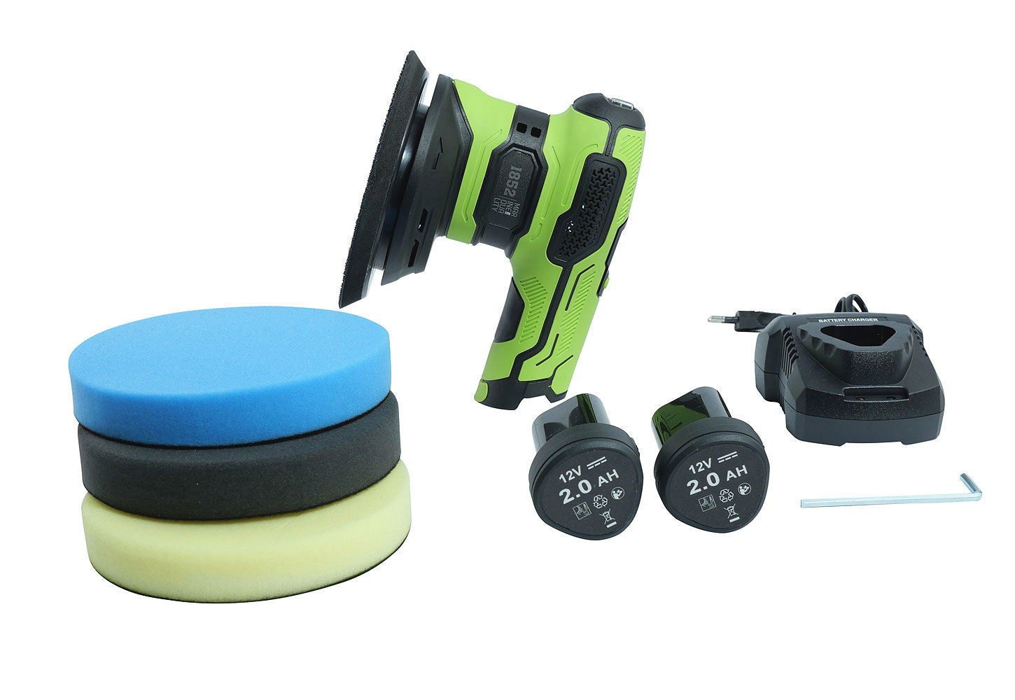 Batteridrevet polermaskin 12V 2.0Ah 150 mm 2000-4500 rpm montert