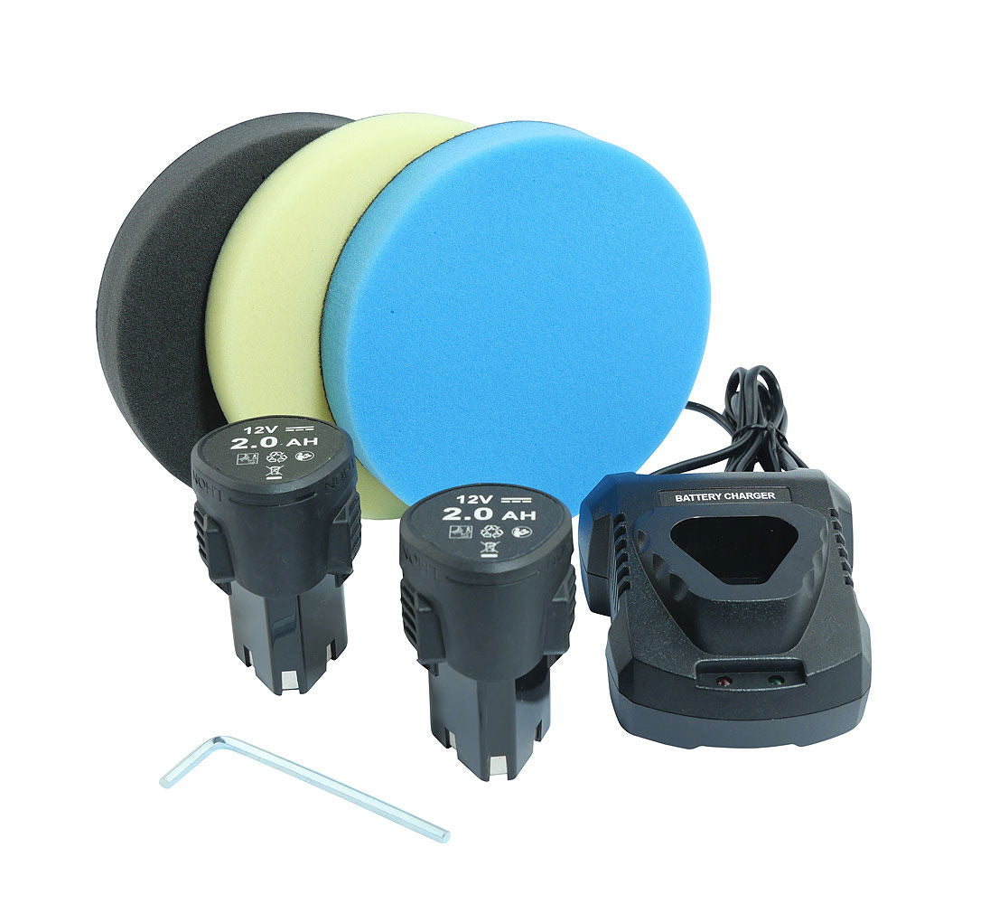 Nærbilde av Batteridrevet polermaskin 12V 2.0Ah 150 mm 2000-4500 rpm