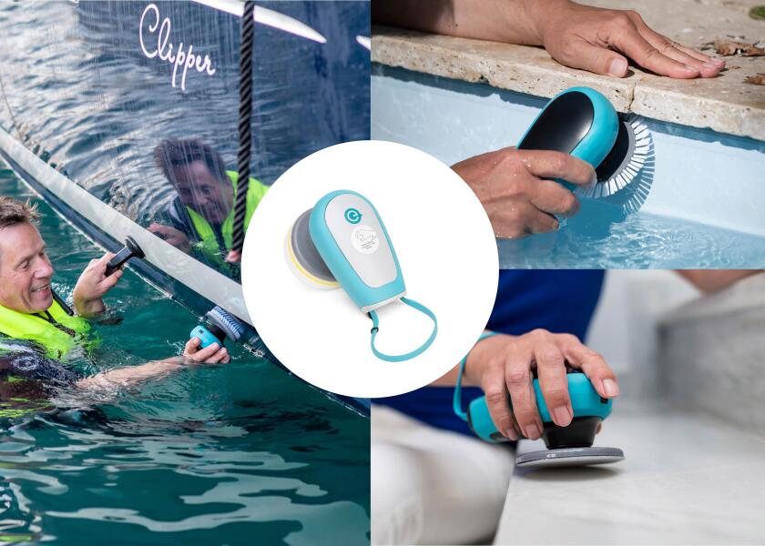 Batteridrevet rengjøringsmaskin E-Scrubber+ sett AQUA brukt på båt