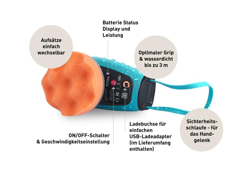 Batteridrevet rengjøringsmaskin E-Scrubber+ sett AQUA børstehode