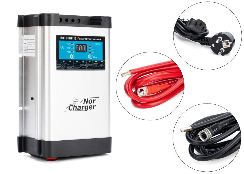Batterilader 12 V 40 A 2 ladeutganger 200-400 Ah AGM/gel/litium montert