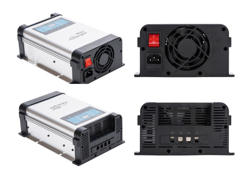 Detalj av Batterilader 12 V 60 A 2 ladeutganger 300-600 Ah AGM/gel/litium