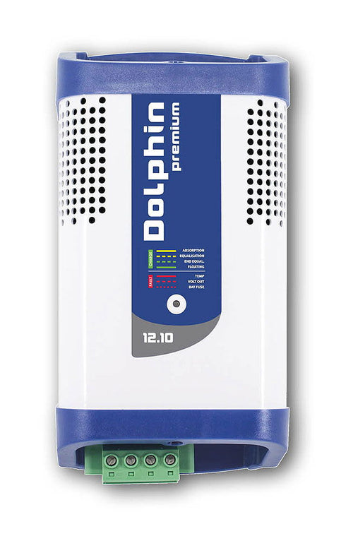 Batterilader Dolphin 12V 10A 3 utganger sett forfra